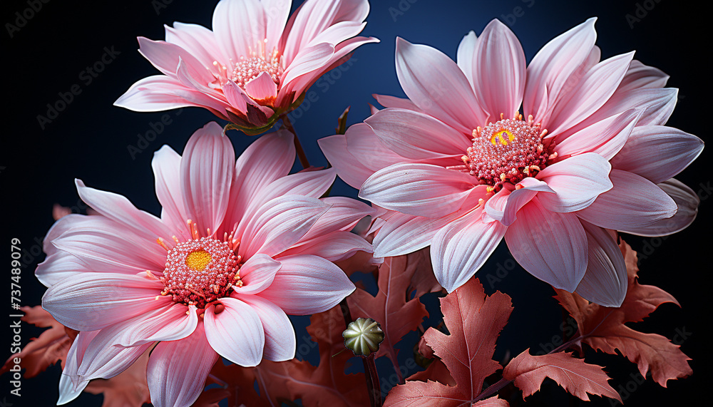 Floral beauty in nature vibrant pink daisy blossoms in summer generated by AI Floral beauty in nature vibrant pink daisy blossoms in summer generated by AI