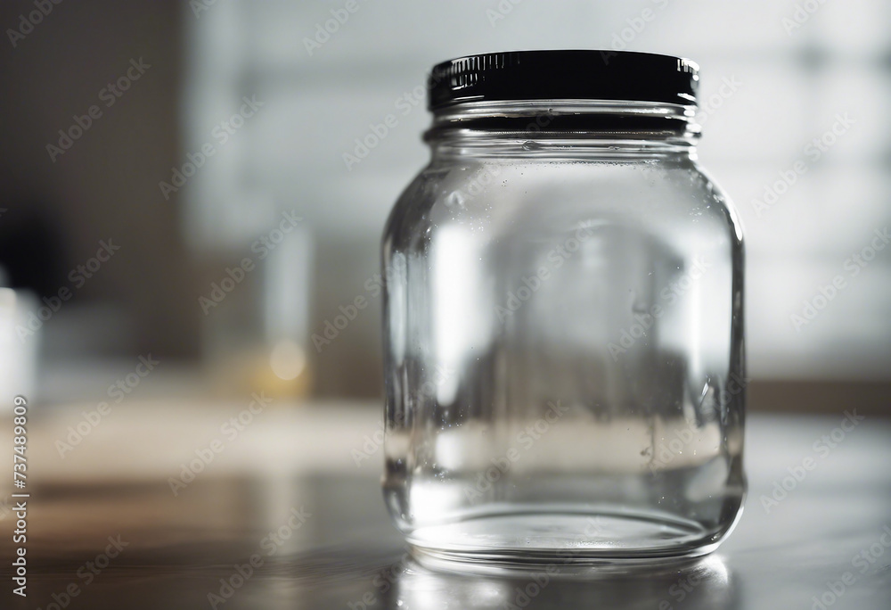 Glass jar with black cap isolated on white background Glass jar with black cap isolated on white background