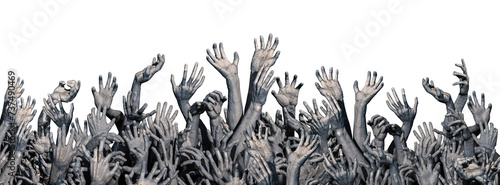 Zombie hand rising in dark Halloween night on a transparent background illustration.