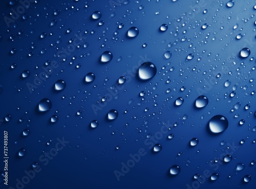 Shimmering Raindrops  Reflective Blue Background with Water Droplets