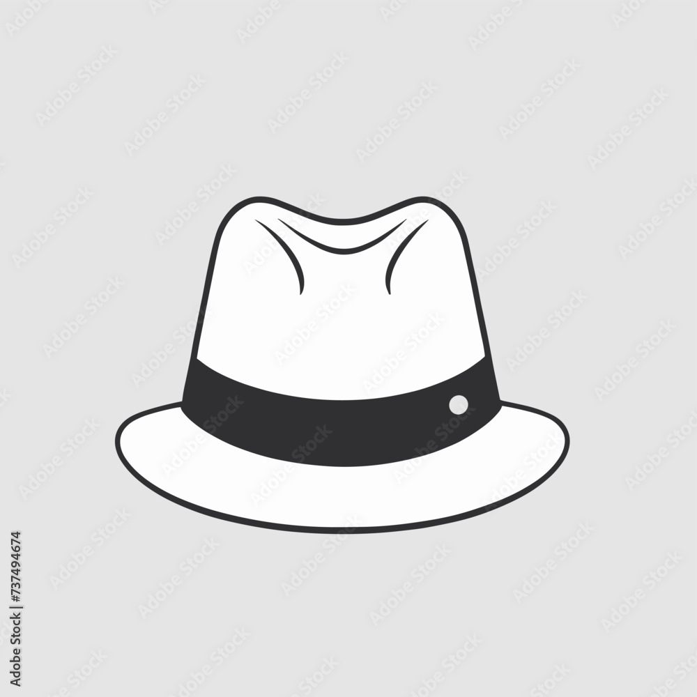 Stylish hand-drawn style fedora hat illustration flat vector design Stylish hand-drawn style fedora hat illustration flat vector design