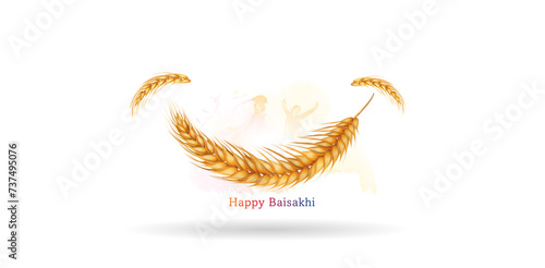 Happy vaisakhi or baisakhi festival. Punjabi traditional harvest festival poster. photo