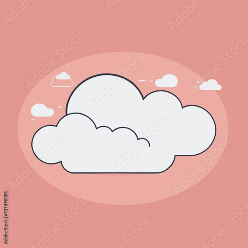 Minimalist illustration of fluffy clouds flat vector icon design