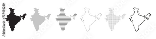 India Map Black. India map silhouette isolated on transparent background.