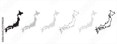 Japan Map Black. Japan map silhouette isolated on transparent background.