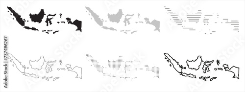 Indonesia Map Black. Indonesia map silhouette isolated on transparent background.