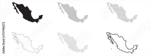 Mexico Map Black. Mexico map silhouette isolated on transparent background.