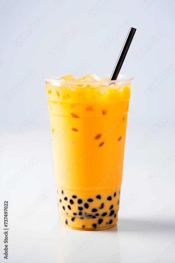 Refreshing bubble tea with tapioca pearls. AI generated Refreshing bubble tea with tapioca pearls. AI generated