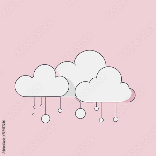 Minimalist illustration of fluffy clouds flat vector icon design
