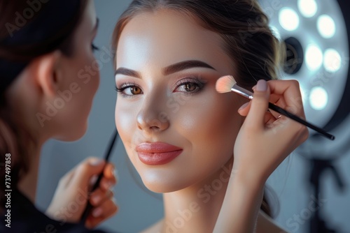 A makeup artist is applying...