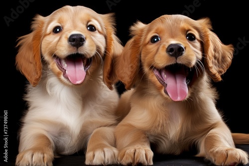 Two cute golden retriever puppies