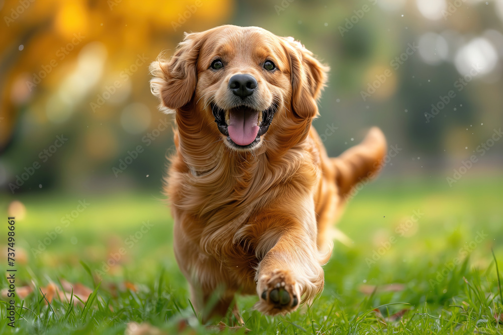 Golden Retriever Catching Ball Outdoors Golden Retriever Catching Ball Outdoors