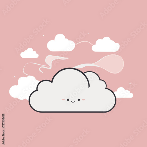 Minimalist illustration of fluffy clouds flat vector icon design
