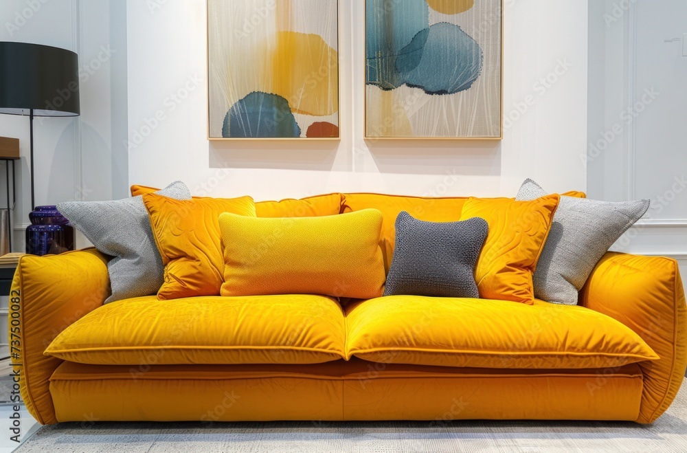 yellow sofa in white living room yellow sofa in white living room
