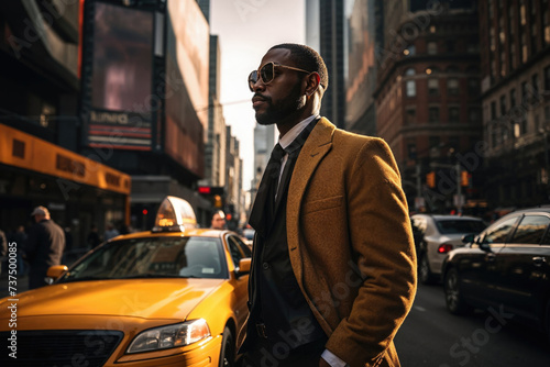 Generative AI image of stylish black businessman in NYC at dusk © ADDICTIVE STOCK CORE
