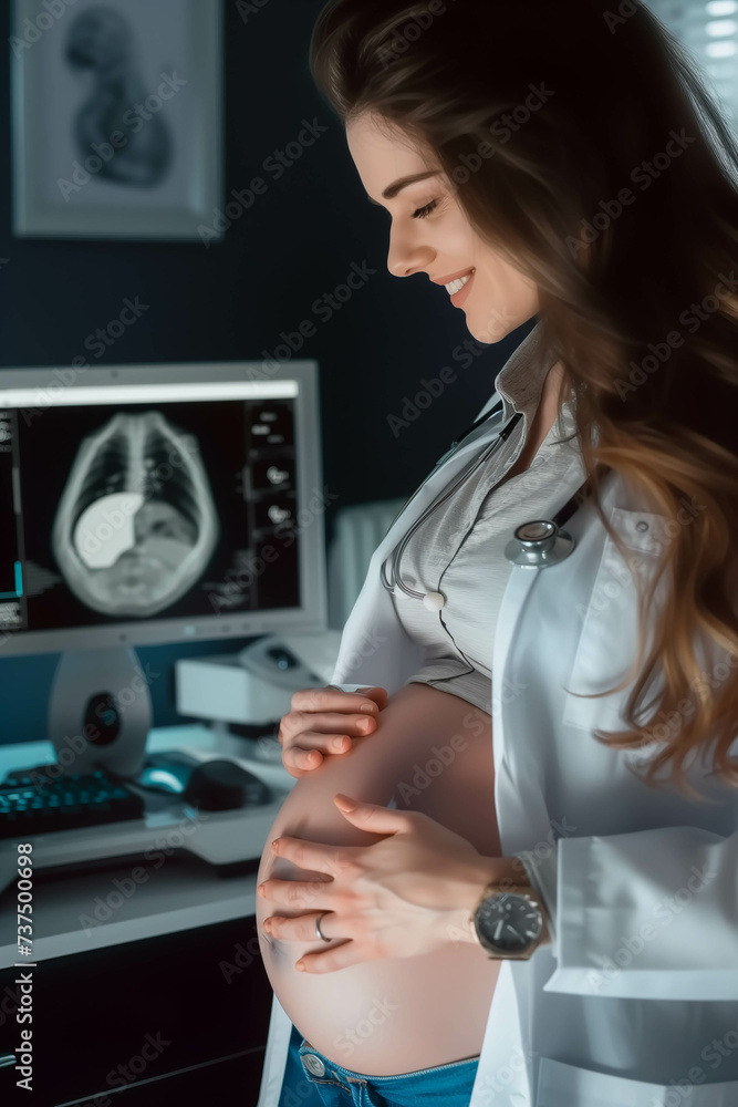 Caucasian woman undergoes pregnancy ultrasound at hospital. Caucasian woman undergoes pregnancy ultrasound at hospital.