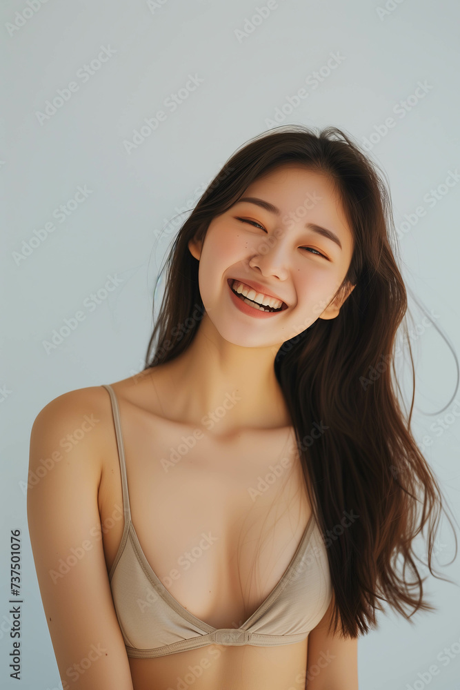 Asian woman wearing bikini on white background. Asian woman wearing bikini on white background.