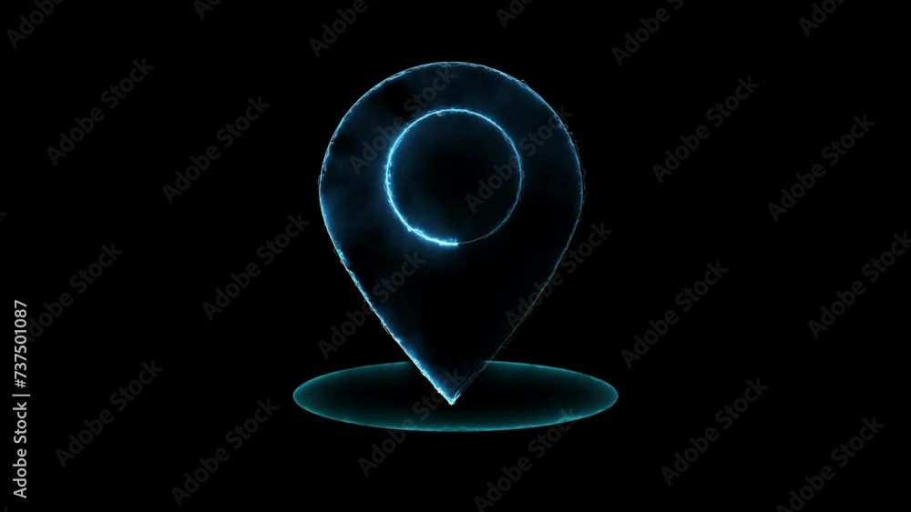 4K stylish outline energy icon of map marker. with glow and electricity on black background. 4K stylish outline energy icon of map marker. with glow and electricity on black background.