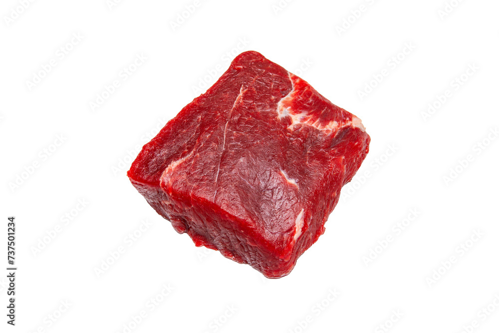 Fototapeta premium Isolated image of a beef steak, thigh flesh, which is used for stewing