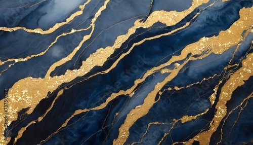 dark blue and gold marble background © Dayami