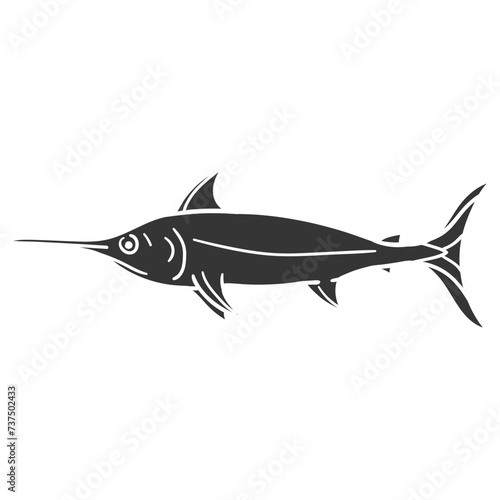 Swordfish Icon Silhouette Illustration. Fish Vector Graphic Pictogram Symbol Clip Art. Doodle Sketch Black Sign.