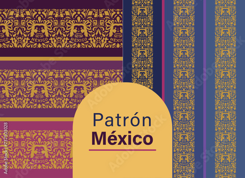 Patrón México. Estilo textil mexicano con motivos patrios