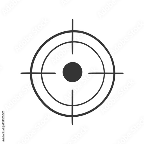 Target Icon Silhouette Illustration. Fire Gun Vector Graphic Pictogram Symbol Clip Art. Doodle Sketch Black Sign.