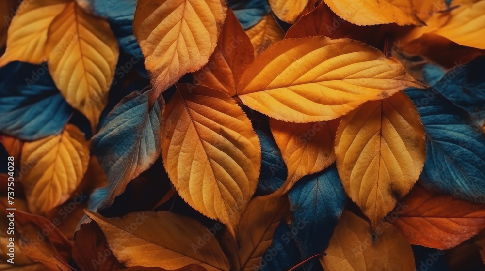 Fototapeta premium Background of autumn leaves in different colors