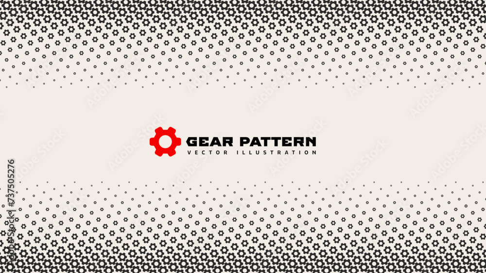 Monochrome halftone cogwheels gear vector illustration. Pattern with ...
