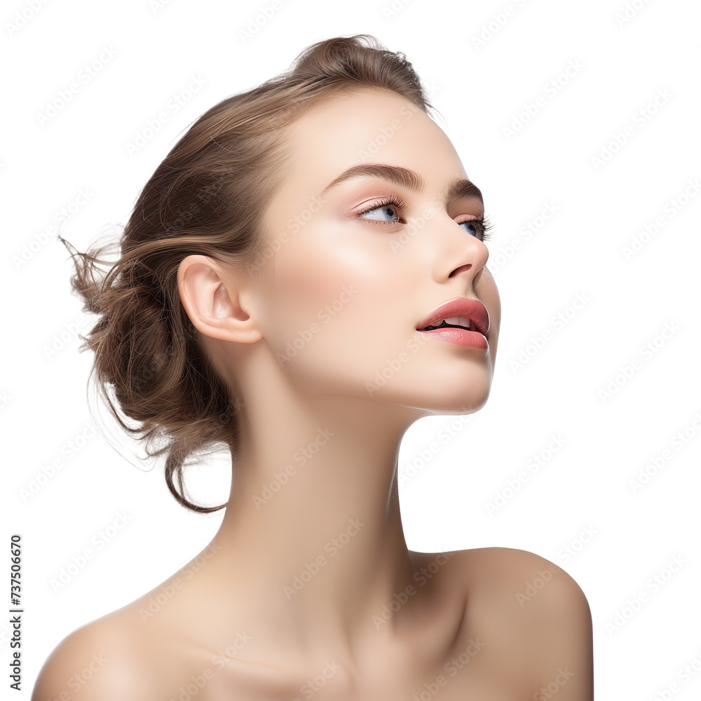 Cute Model Girl with clean healthy skin on Transparent Background, Ai Generated Cute Model Girl with clean healthy skin on Transparent Background, Ai Generated