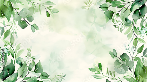 Seamless watercolor floral pattern. Green leaves and branches composition on white background for wallpapers, postcards, greeting cards, wedding invitations, romantic events
