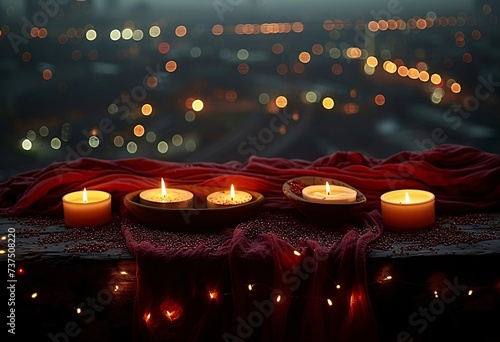 Glowing Candles on a Table A Perfect Setting for a Romantic Night Generative AI