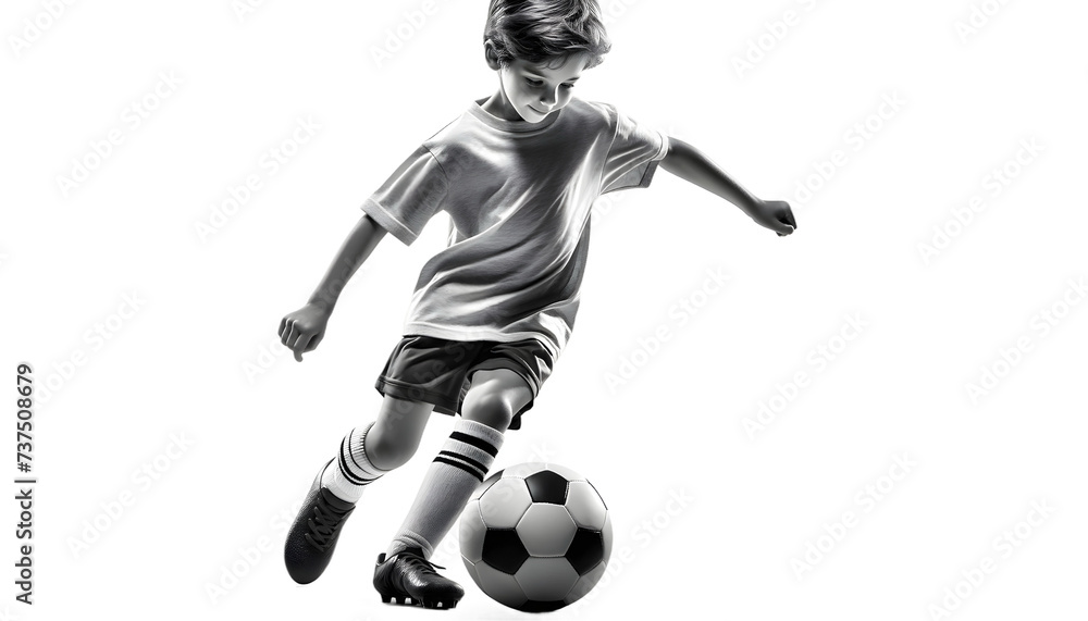 child football player shoot soccer ball isolated on transparent background child football player shoot soccer ball isolated on transparent background