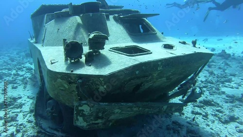 Combat vehicle underwater near Hurghada, Egypt, Red Sea