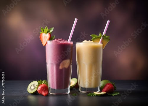 summer smoothie cocktail menu advertisement banner, created using AI generative technology