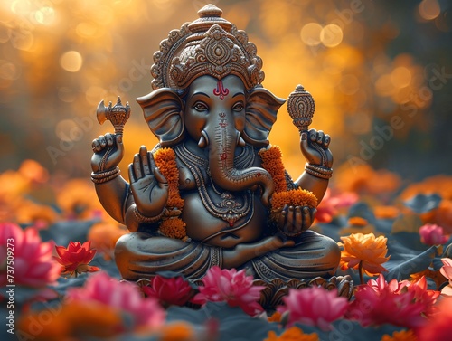 Ganesh the Elephant God A Celebration of Hinduism and the Month of August Generative AI