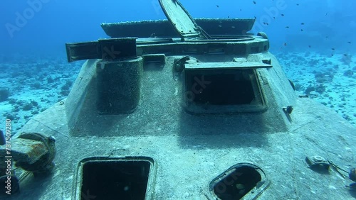 Combat vehicle underwater near Hurghada, Egypt, Red Sea