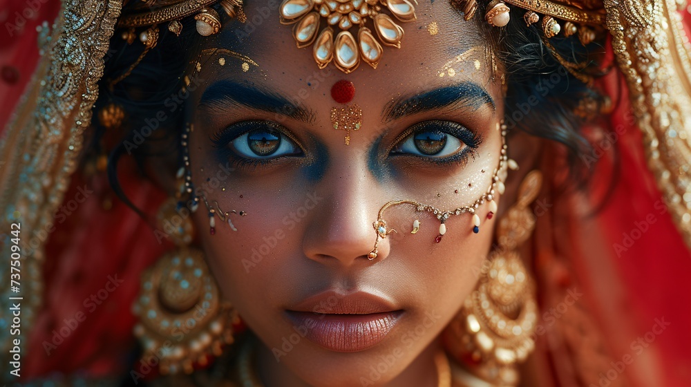 Golden Goddess A Dazzling Face Painted for the Full Moon Generative AI