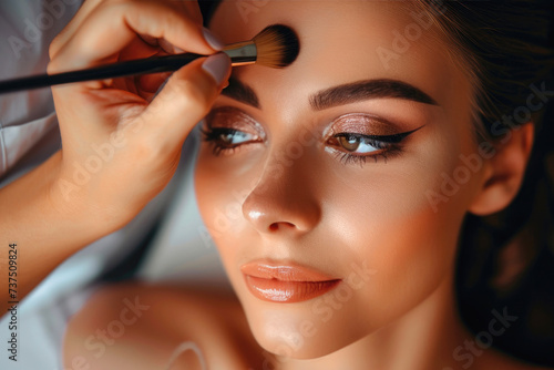 A makeup artist is applying...