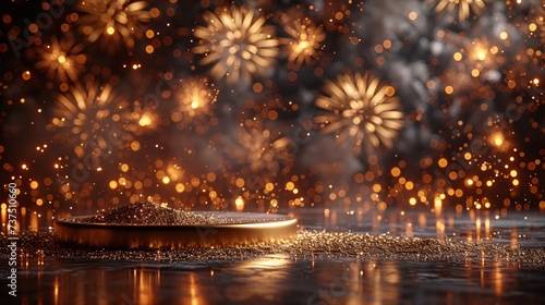 Golden Fireworks Celebration A Sparkling New Year's Eve Generative AI