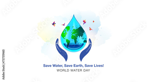 World Water Day awareness concept. Vector poster banner design.