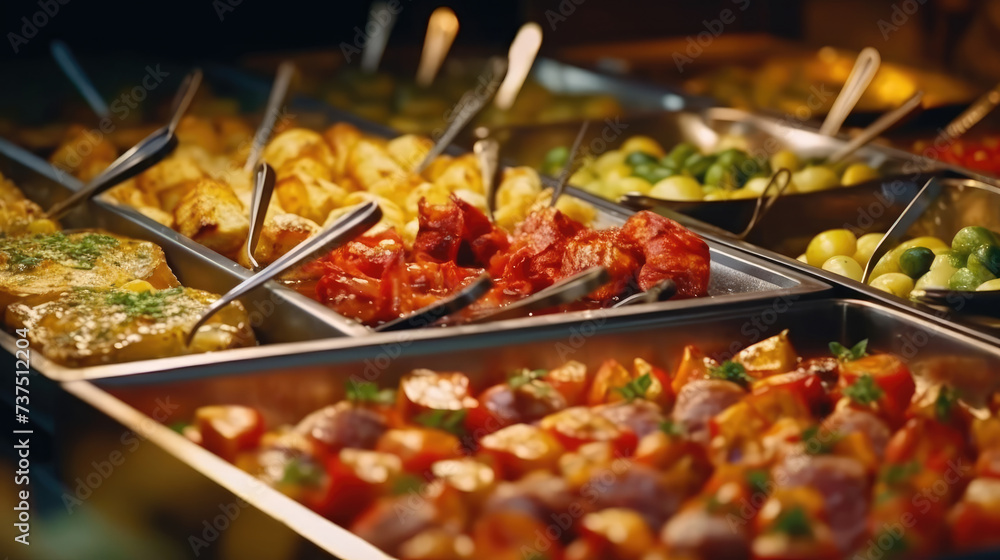 Delicious and varied buffet food catering