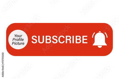 SUBSCRIBE Button - transparent background. YouTube channel photo