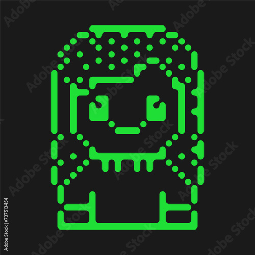 Woman clubber cartoon vector illustration. Rave psychedelic 90s style.