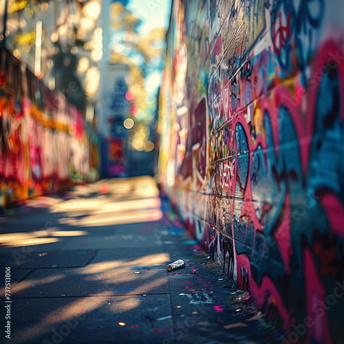 Urban Graffiti Art on Street Wall with Vibrant Colors © HustlePlayground