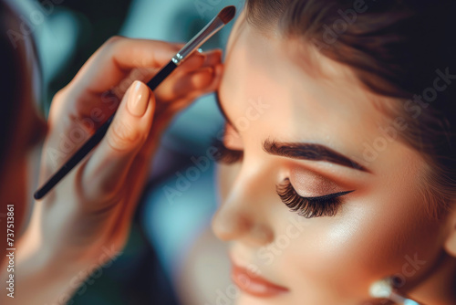 A makeup artist is applying...