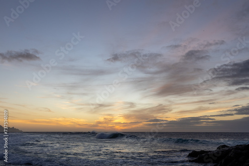 After sunset by the ocean and natural bathing pools of Agaete  Gran Canaria  Spain