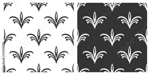 Vector Seamless Pattern with Decorative Filigree Ornaments. Vintage Retro Design Element. Black and White Filigree  Decorative Pattern