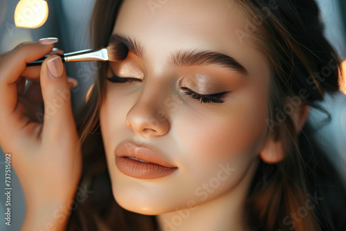 A makeup artist is applying...