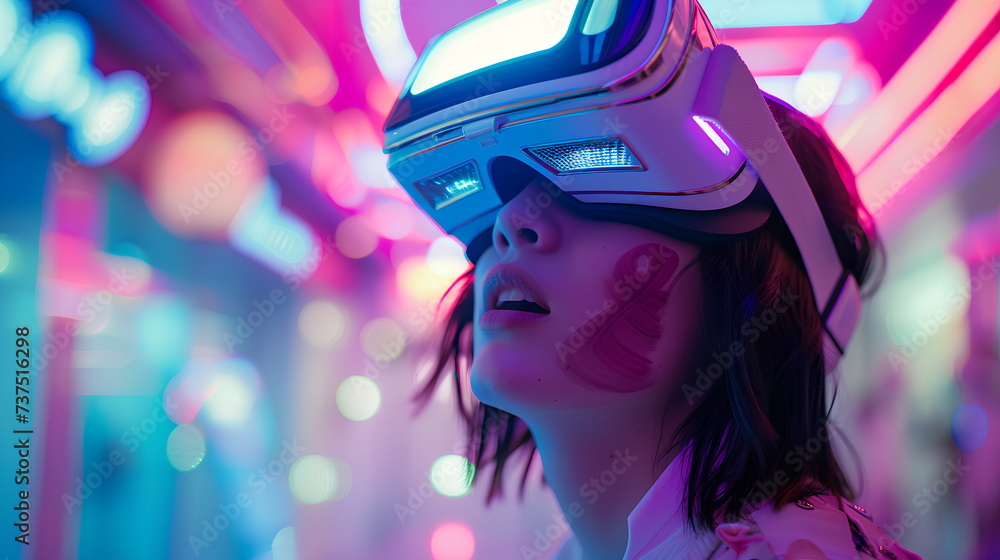 Woman using VR googles Woman using VR googles